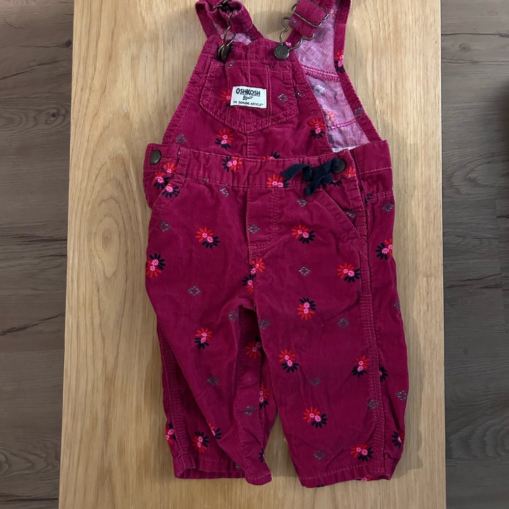OshKosh B'gosh Vintage Baby Cranberry Colored Corduroy Overalls